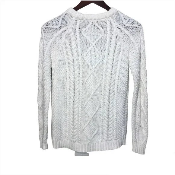 Zara White Knit Crew Neck Sweater Size Small - Picture 5 of 9